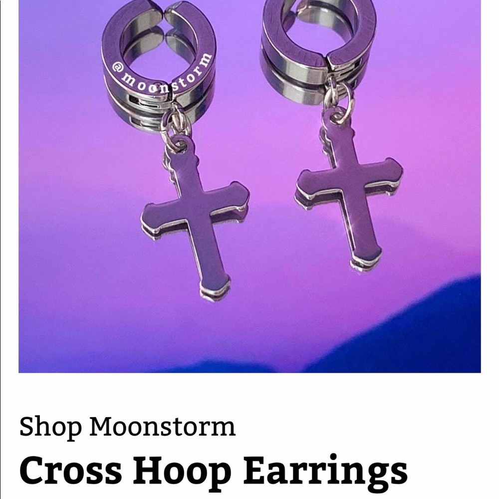 2 silver dangle cross earrings